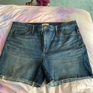 Madewell high rise cut off shorts.